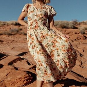 Baltic Born Aliyah Midi Dress | Coral Floral Size M